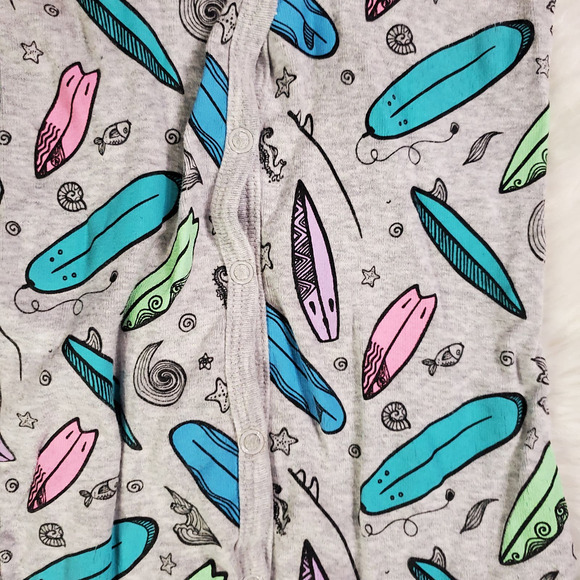 Surfboard One-Piece Baby Pajamas 6-9M - Picture 3 of 4
